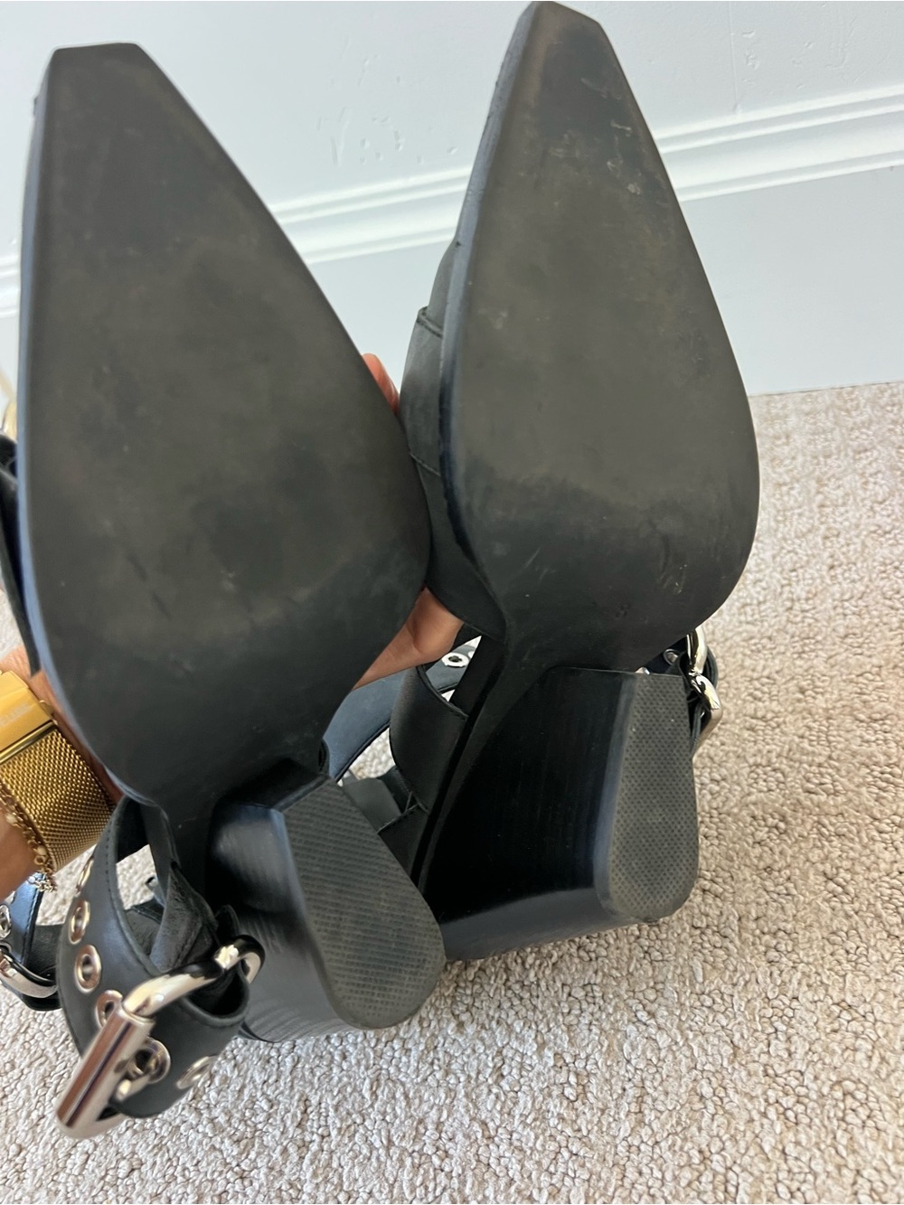 Jeffrey Campbell Black Buckle Pointed-Toe Ankle Booties - Picture 4 of 5
